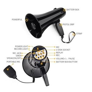 1500mAh Battery Powered Megaphone Rechargeable Speaker With Amplifier Megaphone