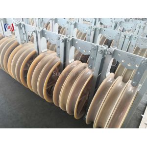 60KN Aluminum Nylon Sheaves Pulleys Three Sheave Transmission Stringing Blocks