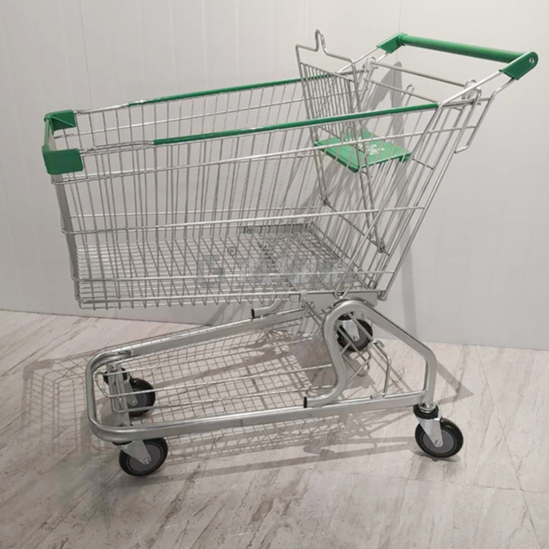 Heavy Duty Shopping Cart Trolley 125L Capacity 4 wheels Steel Material