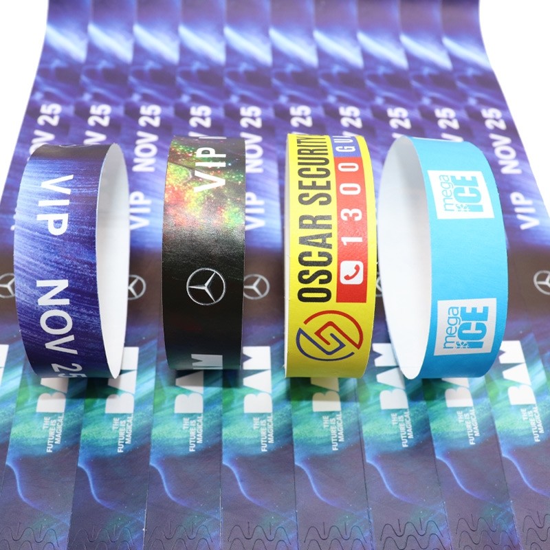 Durable Tyvek Paper Event Wristbands with Bar Coding and Full Color Printing