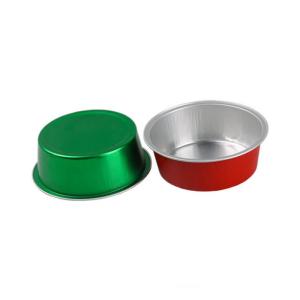  150ml Disposable Aluminum Foil Food Containers Round Colorful Mini Cupcake Baking Cups With Lid Manufactures