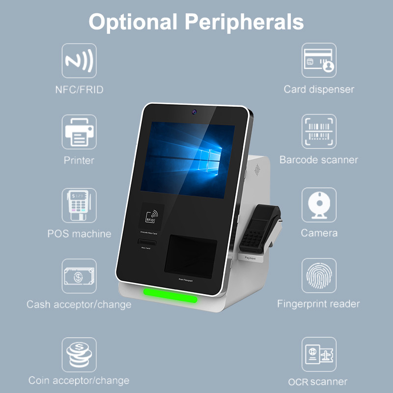 Check In Check Out Self Payment Kiosk Self Service Touch Screen Kiosk With Camera Printer