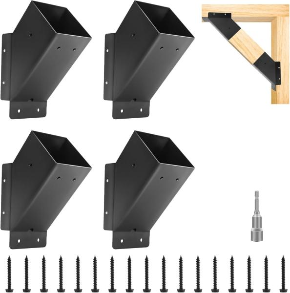 Pergola Angle Support Bracket Reinforced 45° Angle Bracket for 4''x4'' Lumber