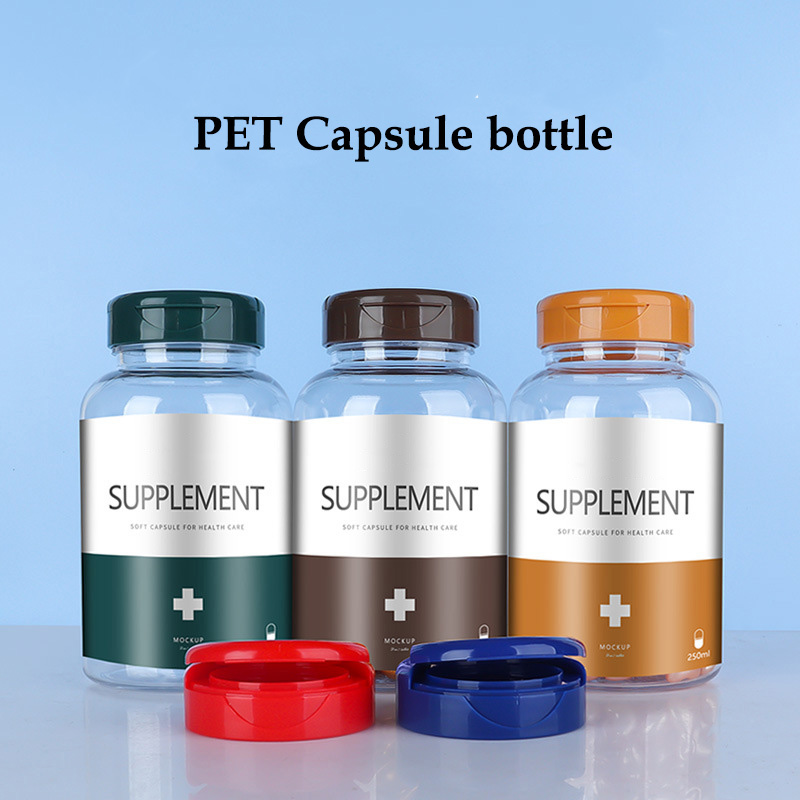 Nutritional Supplement PET PCR Bottle with Screw Lid Cap Ideal for Pill Vitamin Tablet Powder Capsule in Red Green Color