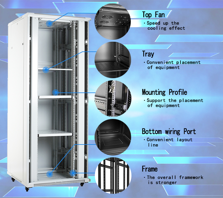 24U Server Rack Enclosure Cabinet , IP20 Server Tower Cabinet With Spring Lock