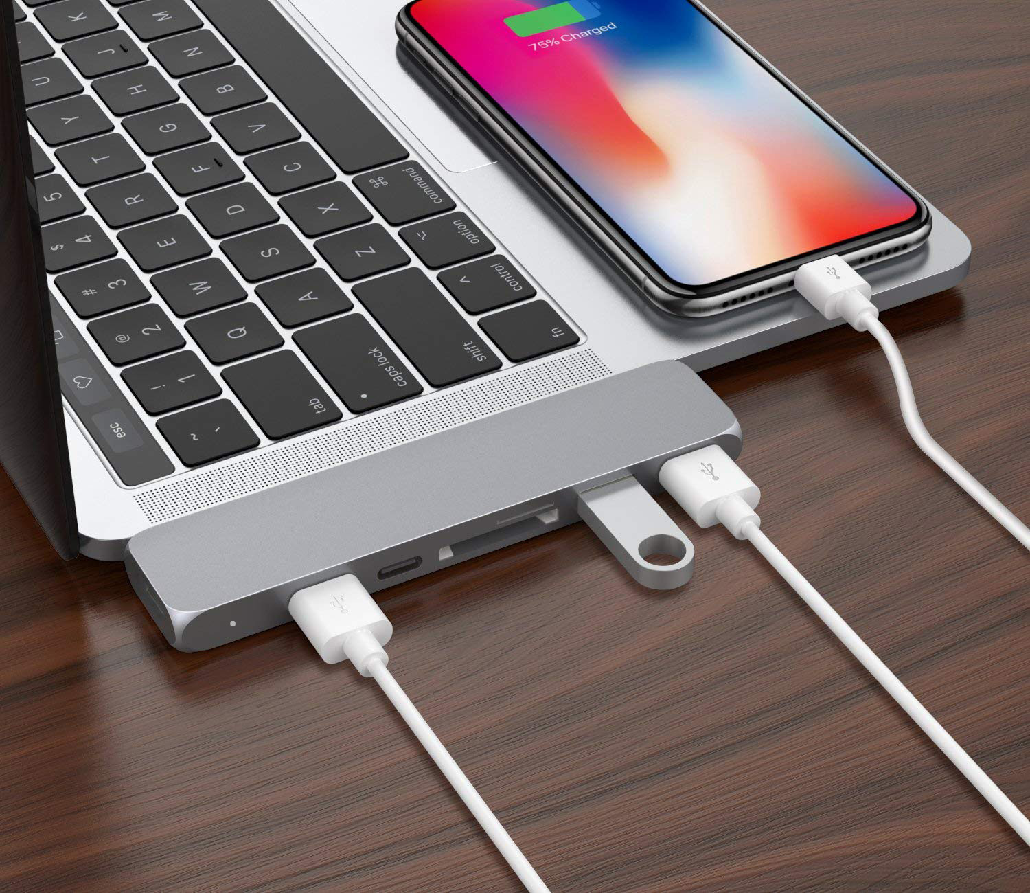 Portable Double Type-C hub adapter 4K hub + card reader + PD charge 4K HD MacBook converter