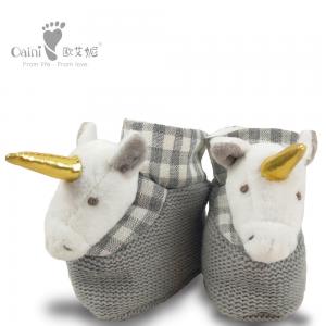  8 X 9cm Plush Baby Shoes Unicorn House Shoes EN71 ODM Manufactures