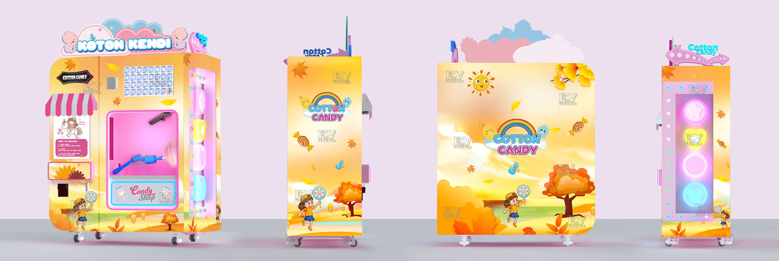 Automatic Cotton Candy Vending Machine Which is totally Automatic and colorful