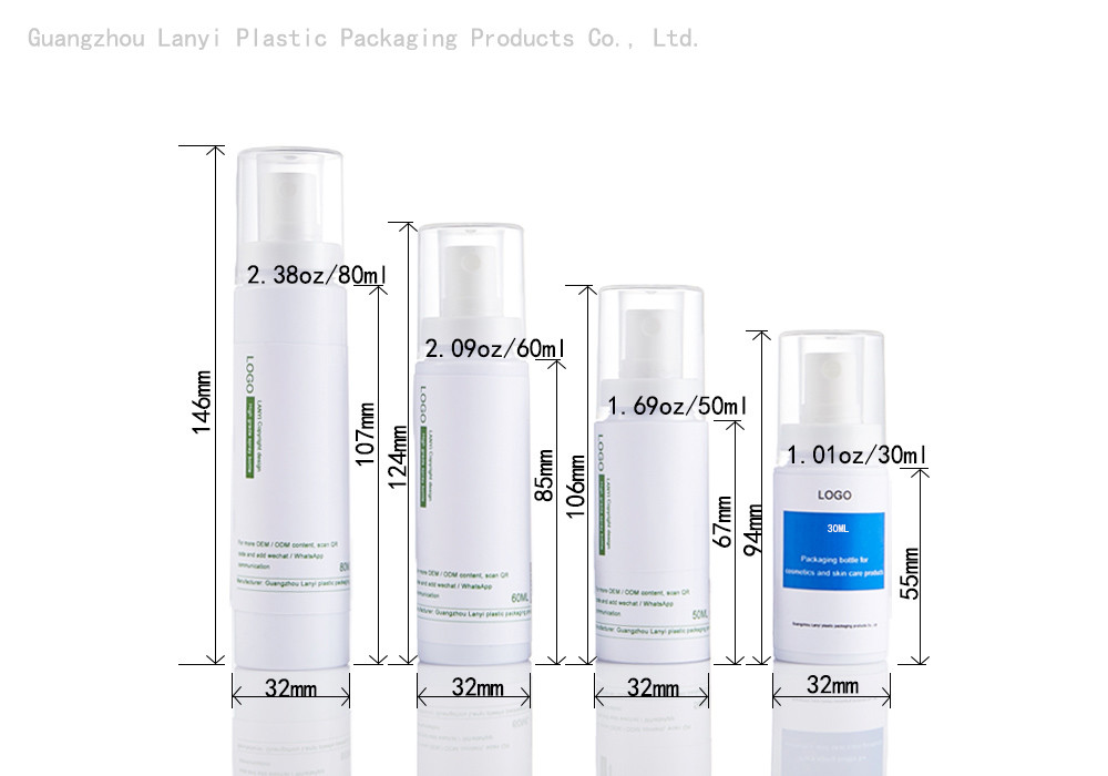 White Cylinder 30ml 50ml 60ml PET Face Mist Spray Bottle