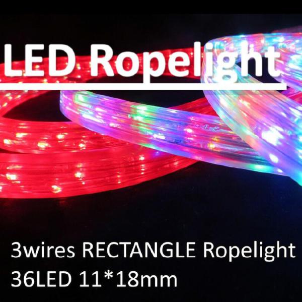 Rectangle 3 wires LED flexible rope light IP44 outdoor/indoor red/yellow/green
