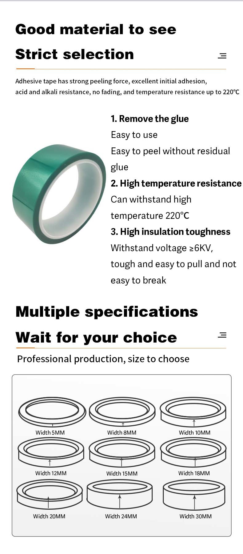 Green Silicone Material High Temperature Tape for Spray Baking Paint Shielding Electroplating