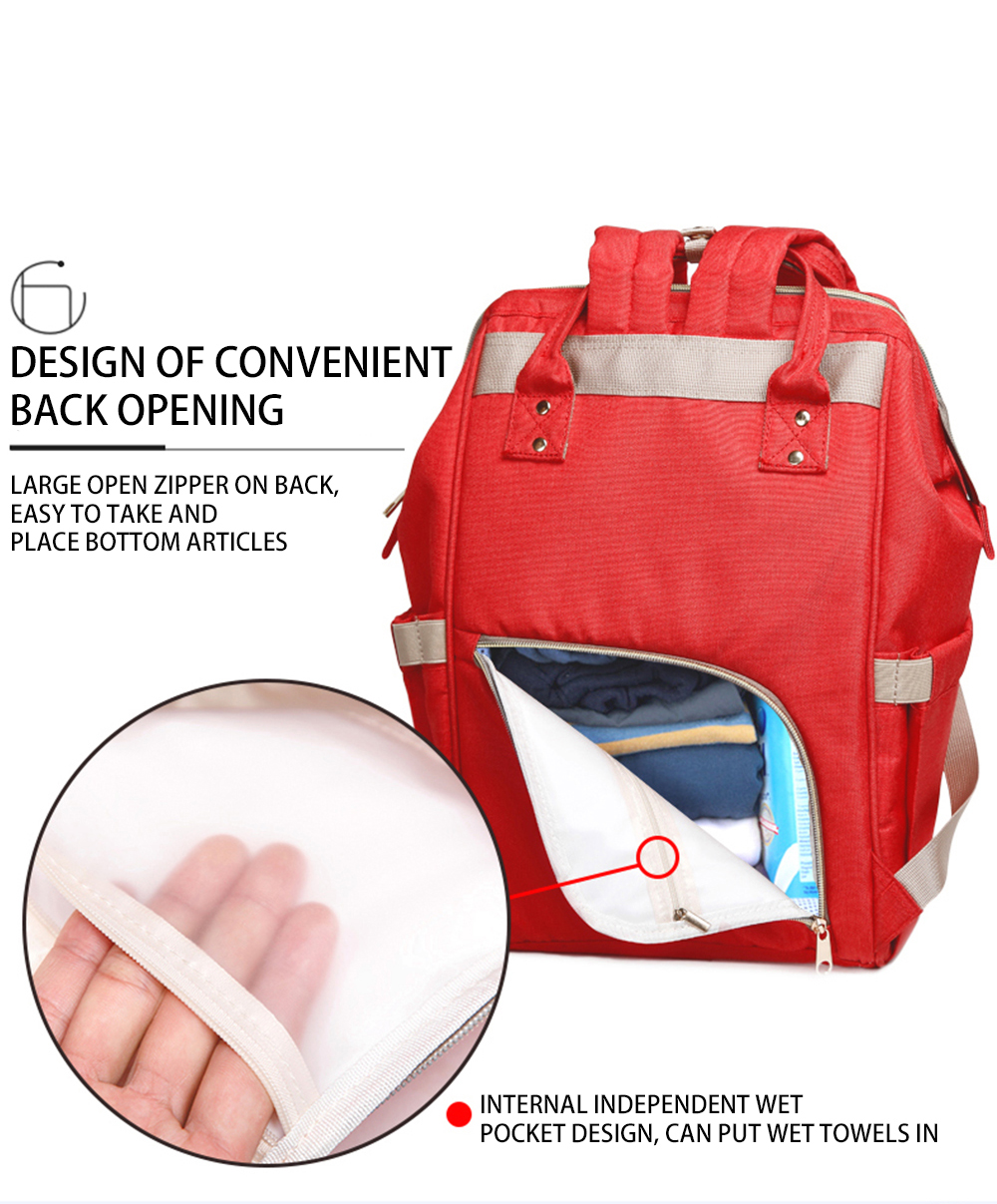 Water Resistant Red 17L Changing Bag Backpack Large Capacity 0.55kg