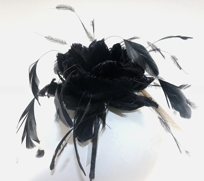 Handcrafted Dyed Ostrich Feather Flower Mount with Headband