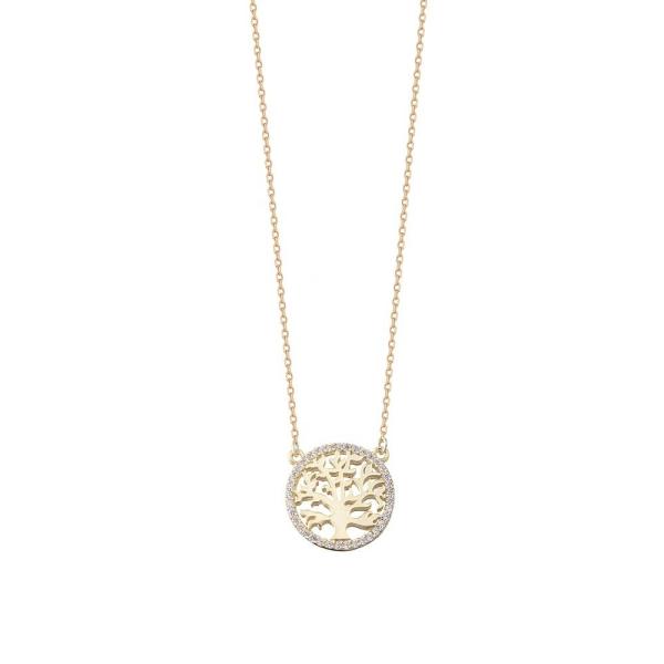Party Occasion 18K Gold Plated Sterling Silver Tree of Life Pendant Necklace for