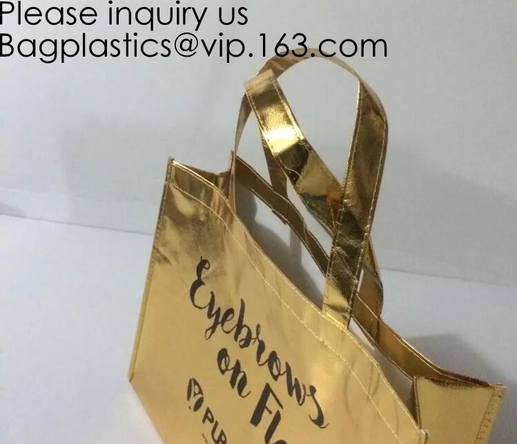 Durable Reusable Reusable Glossy Environmentally Friendly Tote Bags Non-Woven Gift Bag Promotional Bag Silvery