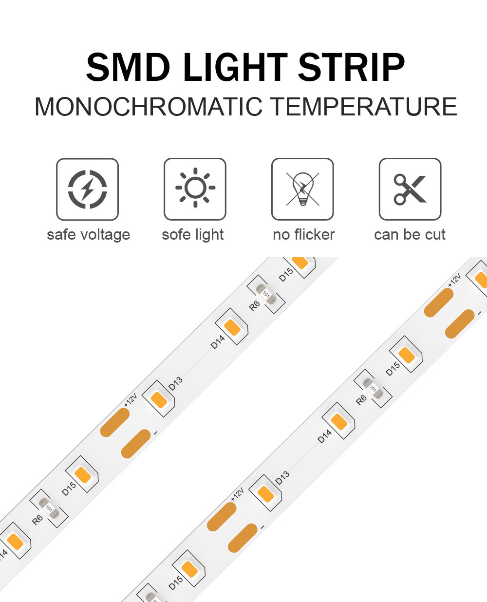12V24V 8mm 120leds 3000K4000K6500K12000K IP67 SMD2835 Double-sided Led Strip Light 0.06kg