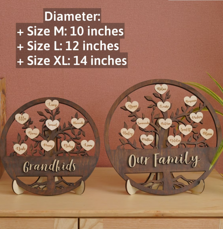 Personalized Wooden Family Tree Frames Meaningful Gift Personalized Sign Bedroom Decor Wood Wall