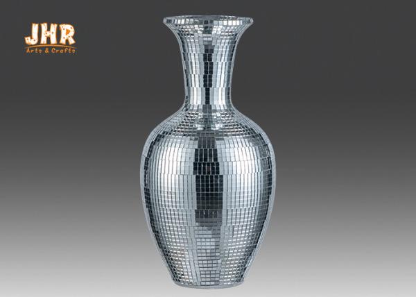 Fiberglass Table Vase Silver Mosaic Glass Vases For Artificial Flowers Home