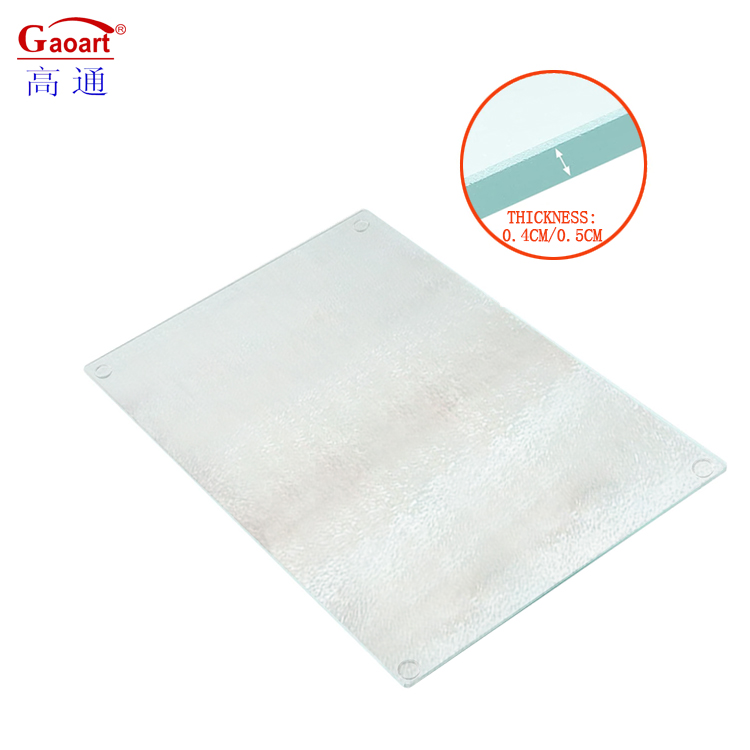 Listing Golden Rectangle Tempered Glass Customer Size Cutting Board for Kitchen 500 Pcs
