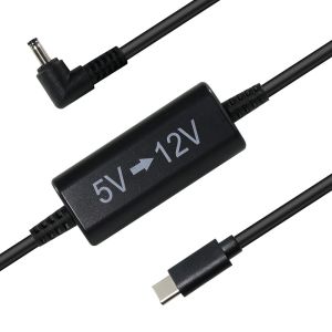 USB-C to 12V Step-Up Cable with Right-Angle DC Plug