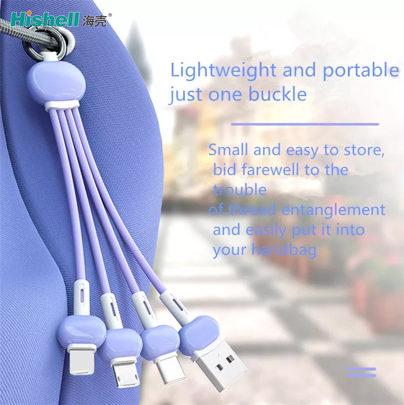 Antiwear Mobile Multi Charger Cable 3 In 1 Stainproof Multiscene