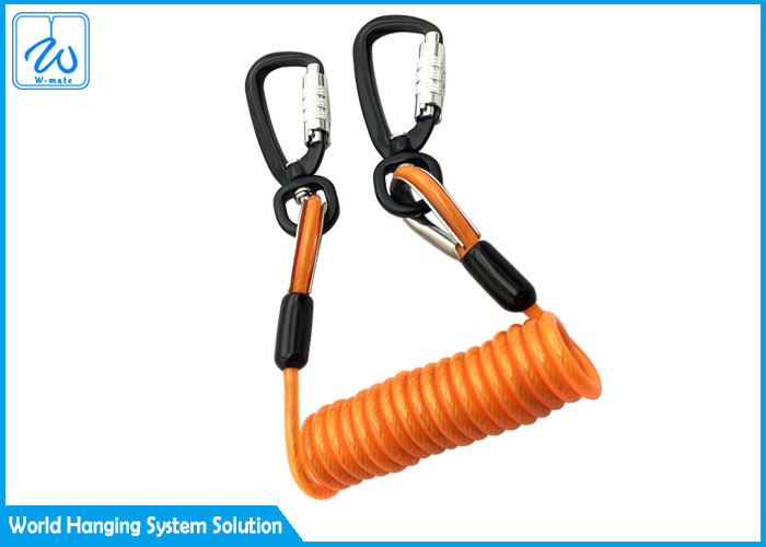 Coiled Spring Tool Safety Clip Lanyard With Carabin