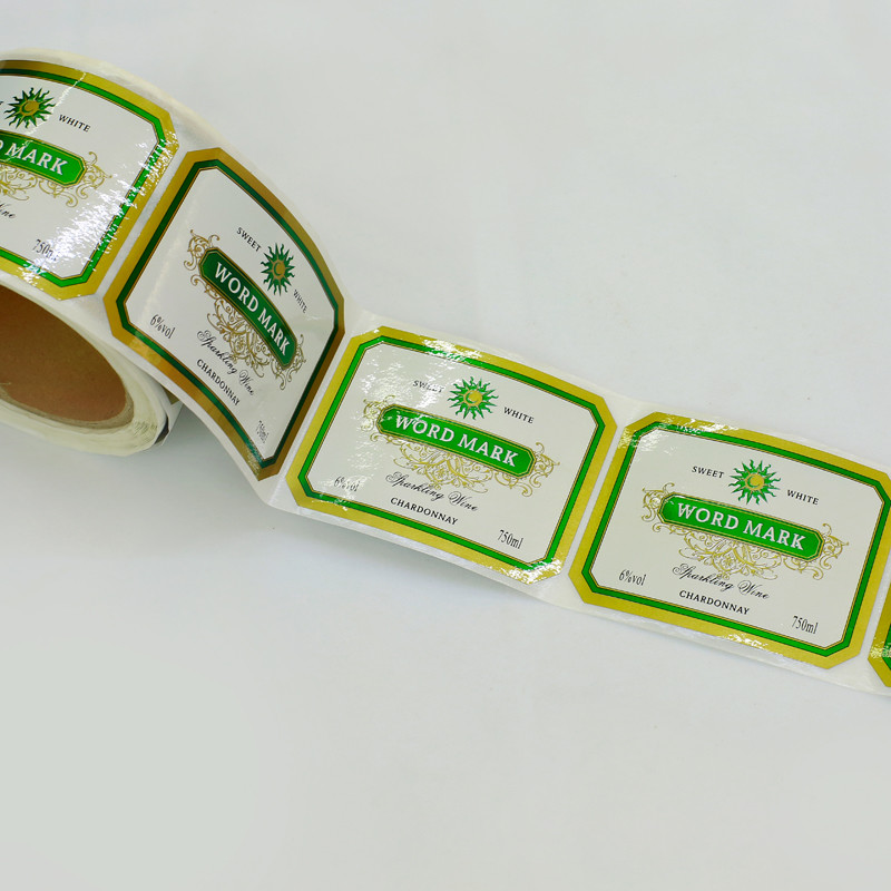 Glossy Decorative Adhesive Labels Roll Wine Bottle Vinyl Stickers