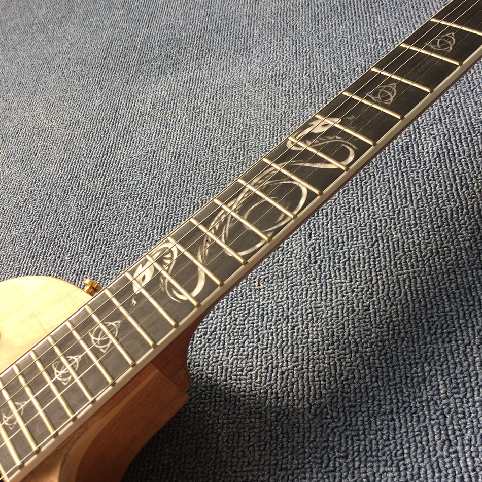 Custom guitar, carved dragon pattern, ebony fingerboard, free shipping