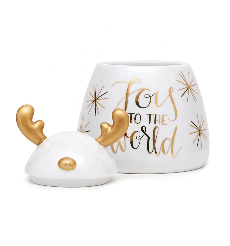 3D Christmas Kitchen Coffee Tea Sugar Gift Canister Jar Tree Shaped Storage Golden Silver Handpainting