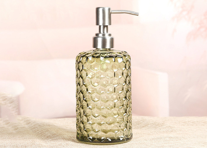 Empty Glass Hand Sanitizer Bottle / Hair Shampoo Bottle With Lotion Pump