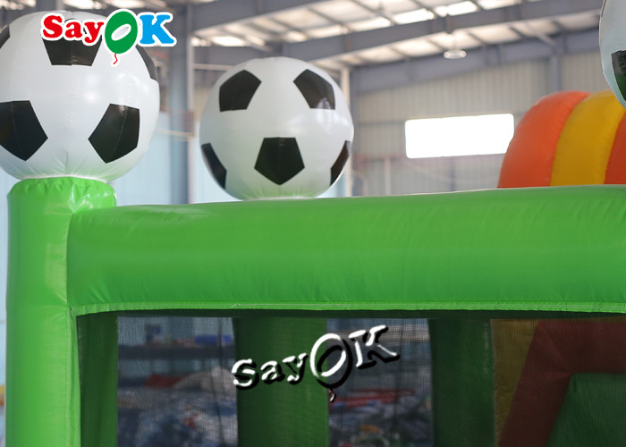 Green Small Football Jumper Inflatable Bounce Soccer Bouncer Slide Combo