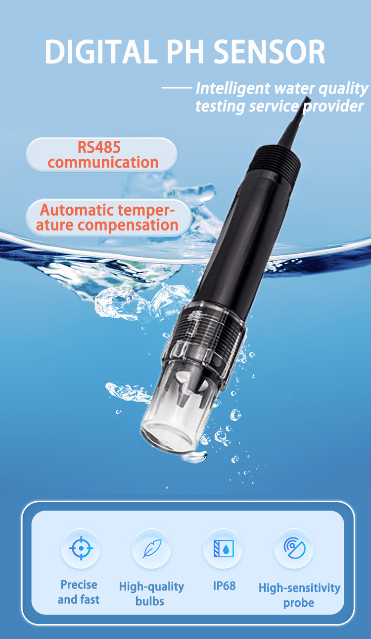 5m Standard Cable Water Sensor Probe IP68 Protection pH and Temperature Compensation