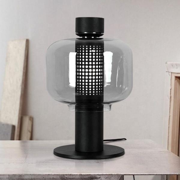 LED 3 Color Glass Hardware Bedside Table Lamp Rechargeable Vintage Bedroom