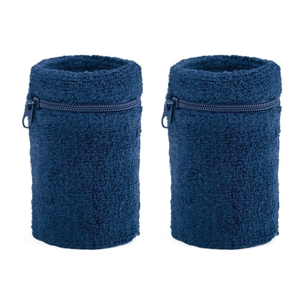 Custom Tennis Wrist Band Breathable Sport Cotton Sweatband with Zipper Lock