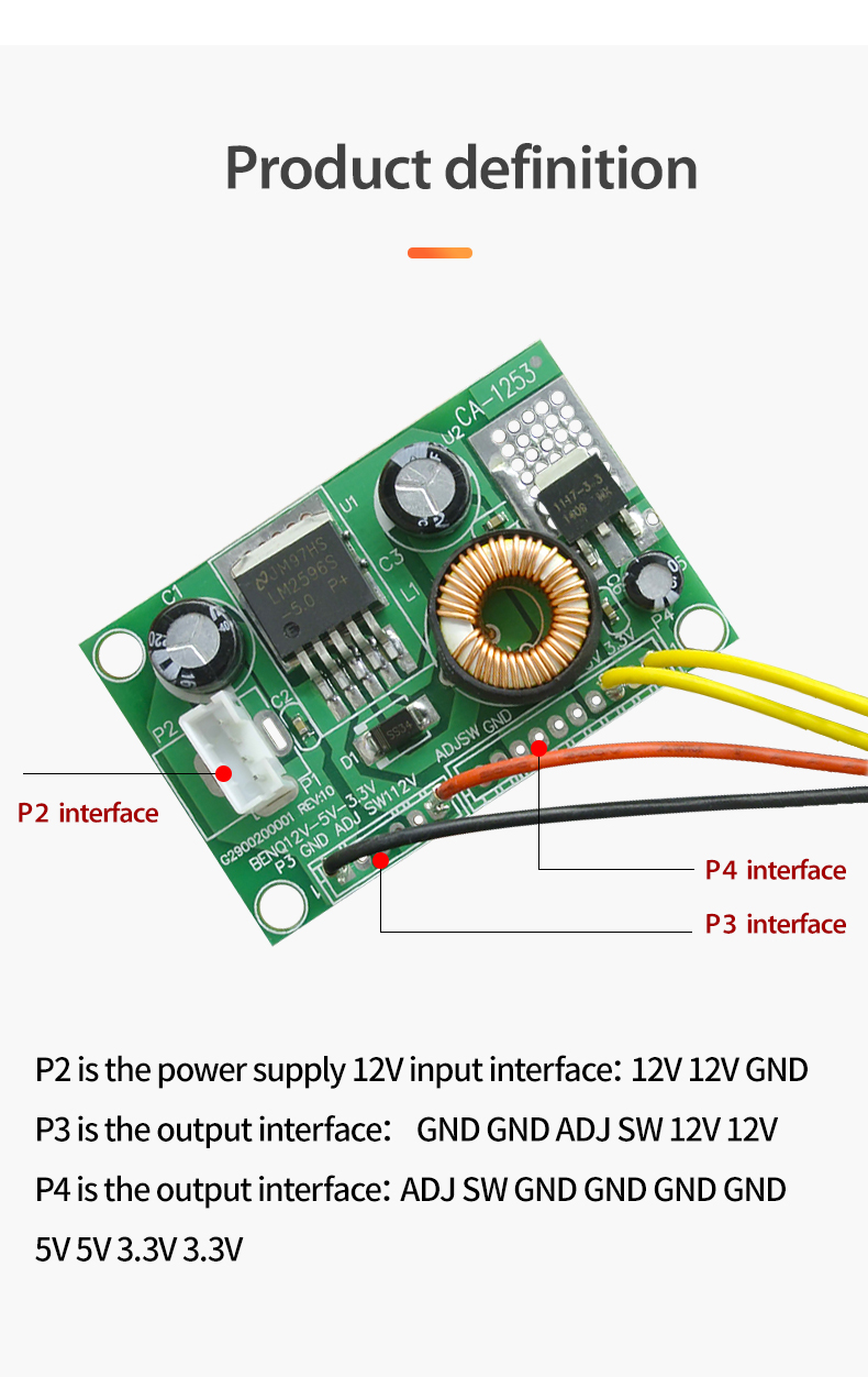 LCD LED TV Voltage Conversion Power Supply 12V to 5V 3.3V DC-DC Step-Down Power Board