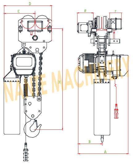 HHBB Series Electric Chain Hoist - Capacity of 7.5T for Single / Double Speed