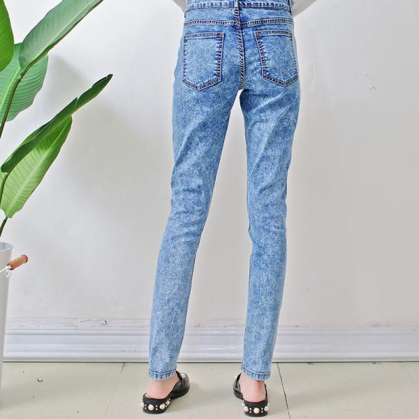 Cotton / Spandex Girls Ripped Skinny Jeans Casual Trousers Breathable OEM