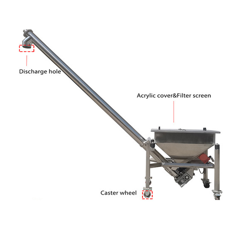 OEM Vibrating Sugar Screw Feeder Corn Powder Inclined Auger Screw Conveyor with Hopper