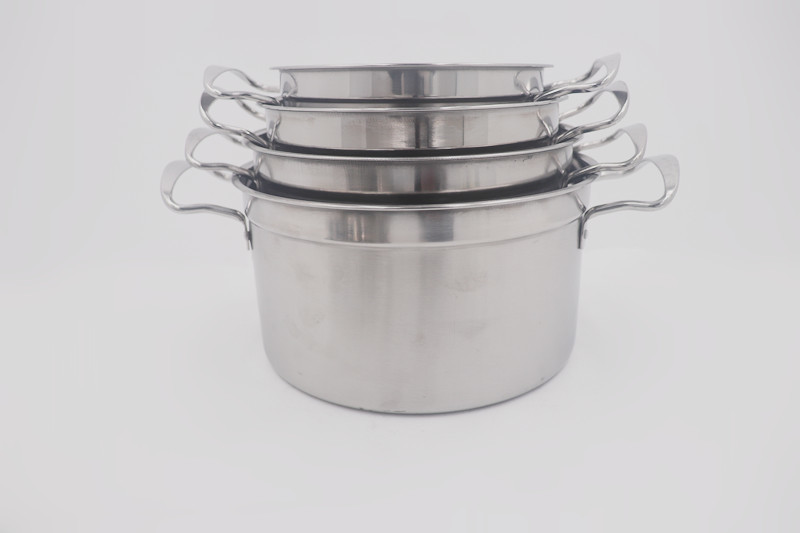 Casserole Set Silver 9.5cm Stainless Steel Cooking Pot