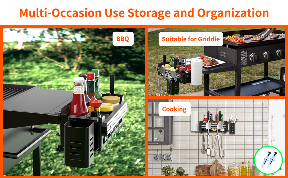 Griddle Caddy for Blackstone Free Drilling Hole Space Saving Grill Accessories for Blackstone 28"/36" Griddles/Prep Cart
