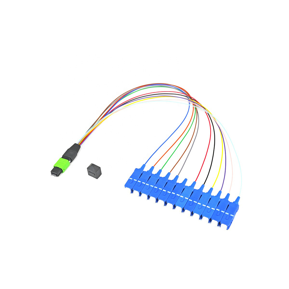 Multimode OM4 MPO To SC Fan Out Fiber Optic Cable 0.9mm mtp fanout