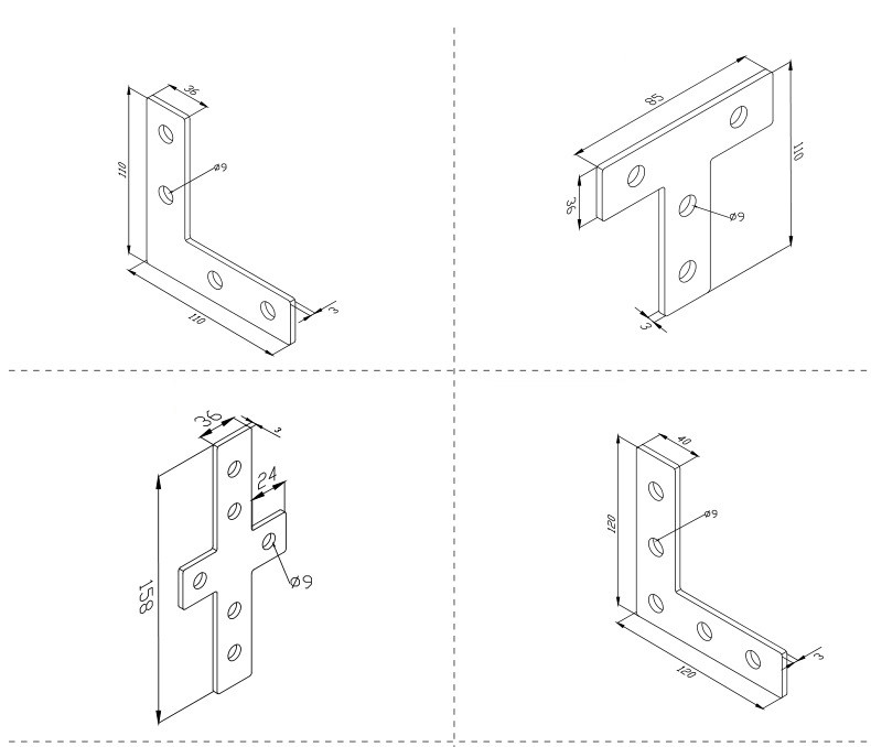 5052 Metal Laser Cutting Parts 0.01-0.1mm T-Shaped L-Shaped Cross Shaped Connecting Plate