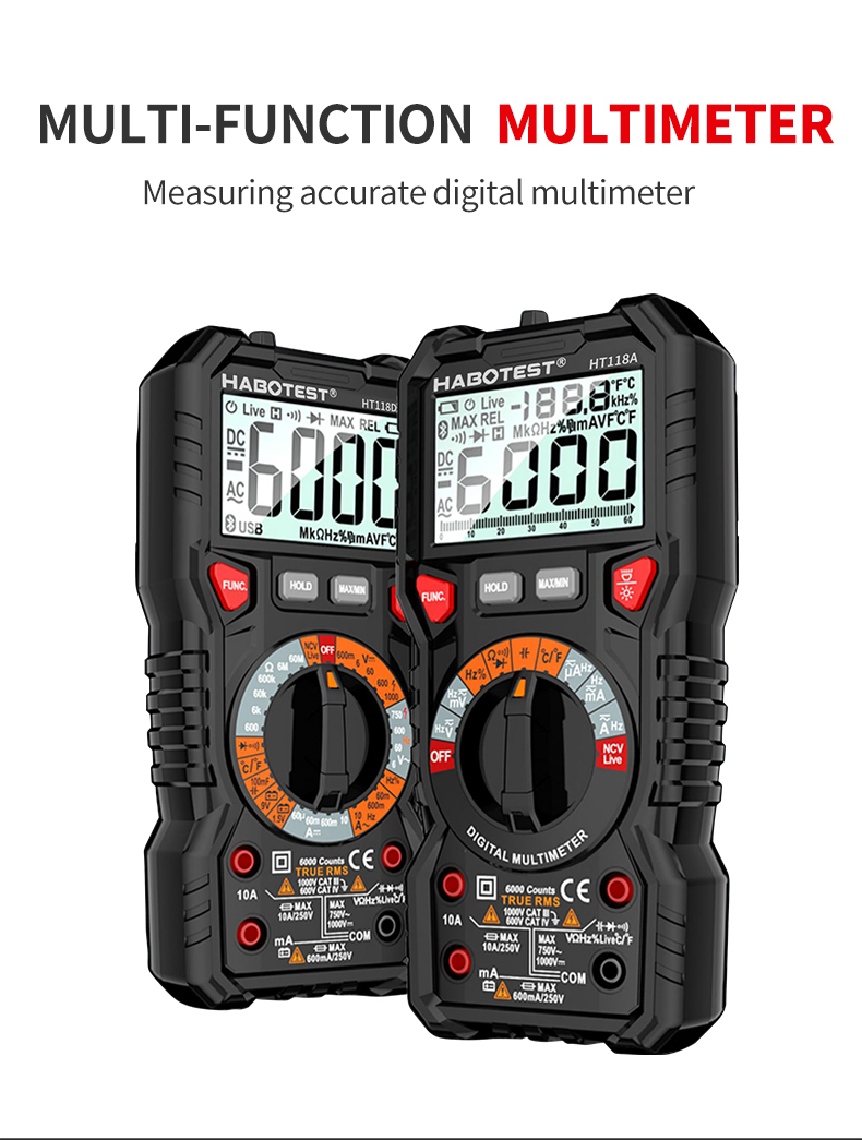 1000V 10A 6000 Counts Handheld Digital Multimeter