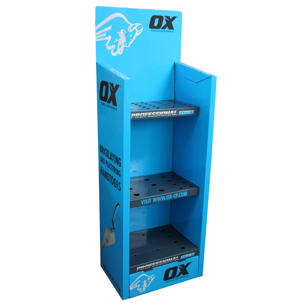 Eye Catching Cardboard Pop Displays , Blue Color Cardboard Floor Display Stands
