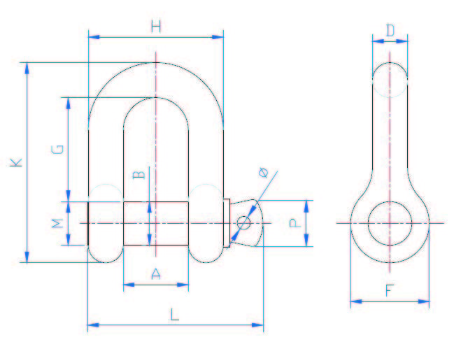 ISO Carbon Steel JS D Shackle Screw Pin Type