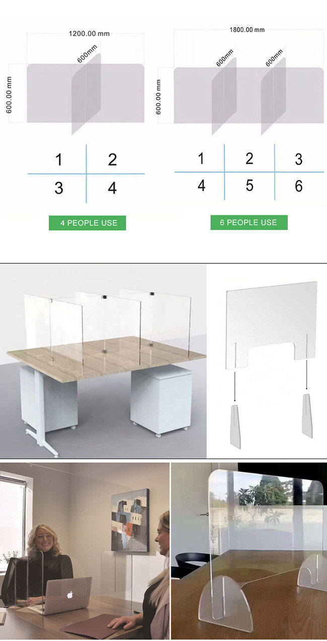 Transparent 20mm Polystyrene Desk Sneeze Guards