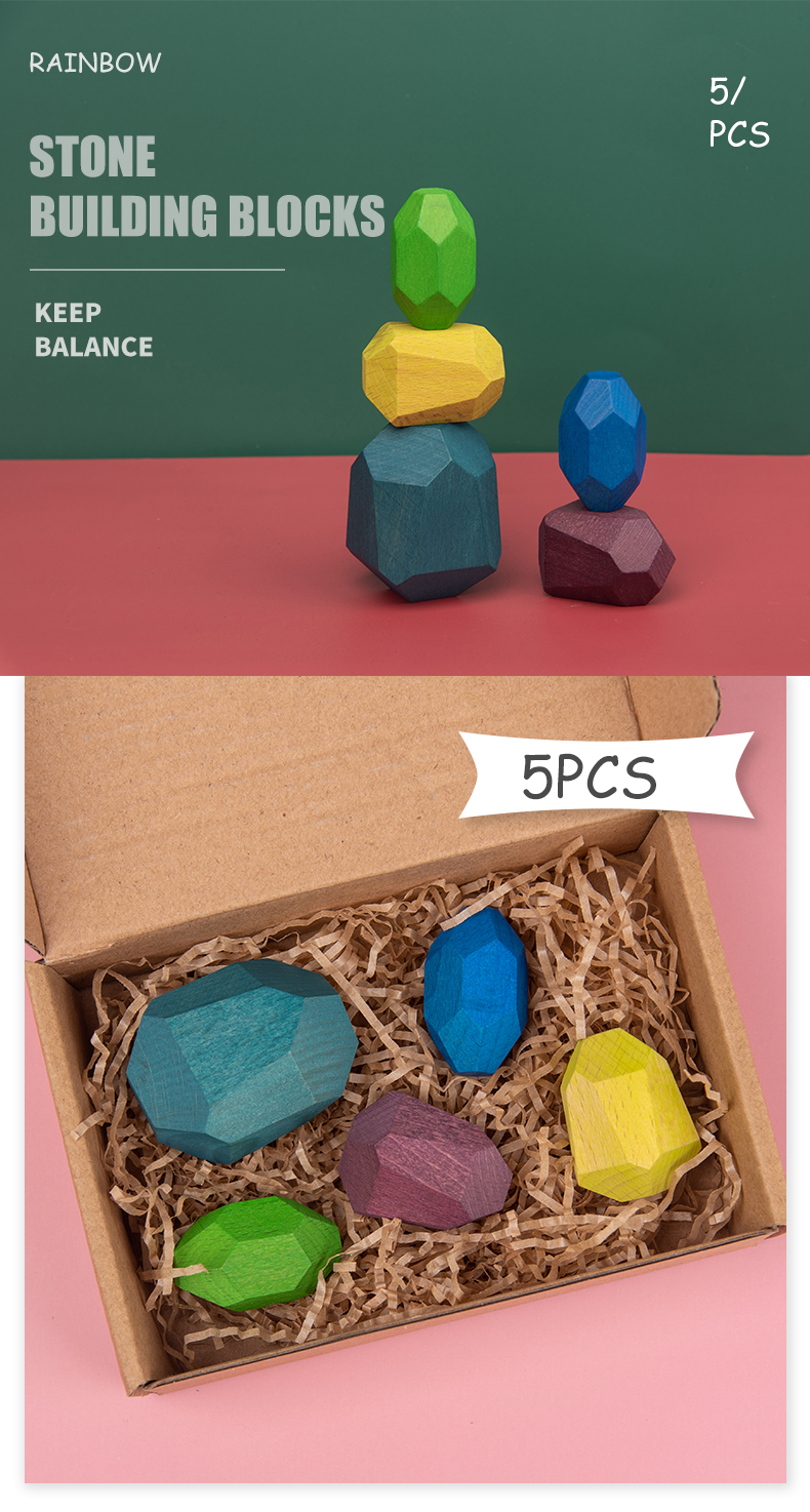 Jenga 14cm Rock Wooden Building Blocks Set Wooden Stacking Blocks Balancing Toy