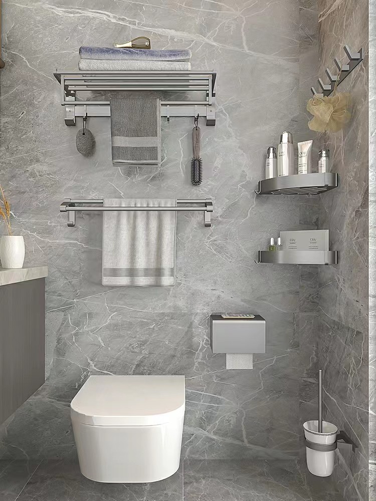 OEM/ODM 7 Pieces Bathroom Hardware Sets 3 Towel Bar Toilet Paper Holder