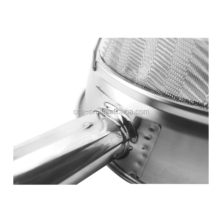 8 Inch Commercial Colander Fine Mesh Filter Stainless Steel Chinois Mesh Strainer Strengthening Rib Strainer