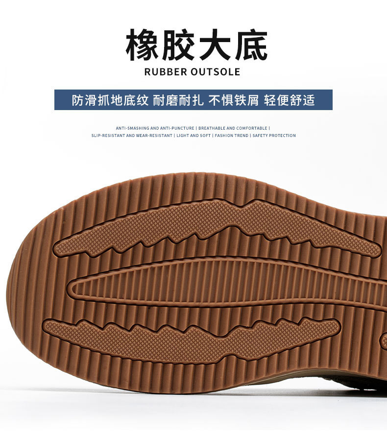 Microfiber Men'S Security Officer Work Boots Plastic Toe Kevlar Mid Sole Anti Smashing Rubber Work Boots